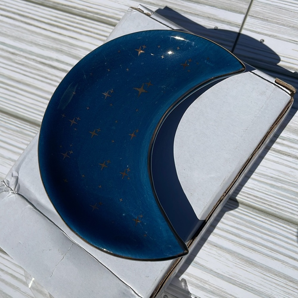 🆕 Blue Moon Jewelry Trinket Tray | Celestial Ring Holder